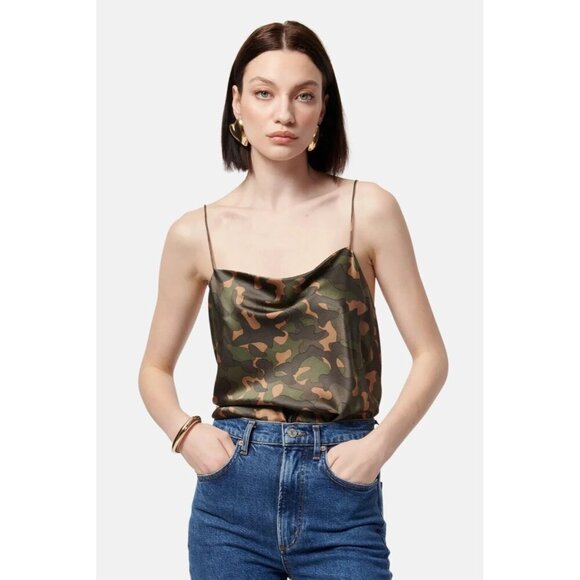 Cami NYC NWT Axel Green Camo Silk Bodysuit Size Medium - Picture 1 of 10